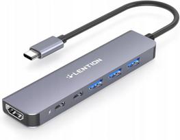 USB-C hubas LENTION 6-in-1 su HDMI 4K, PD 100W ir USB 3.0