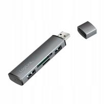 USB šakotuvas LogiLink Gen2, 2 jungtys, SD ir microSD kortelių skaitytuvas, USB 3.0, iki 10Gbps