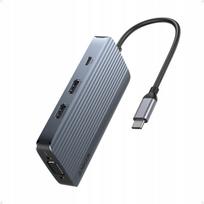 USB-C hubas Anker 8in1, 3x USB-A, 2x HDMI, VGA, pilkas