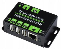 Pramoninis USB hubas Waveshare, 3x USB 2.0, Ethernet RJ45
