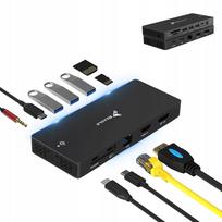 USB-C 12-in-1 dokas, HDMI 2.1, DP 1.6, 8K/4K, DisplayPort MST, 100W