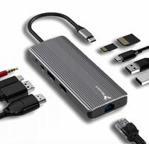 USB šakotuvas 10in1, HDMI 2.1 4K 144Hz, DisplayPort 1.4, RJ45 gigabit, PD 100W