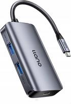 USB hubas LLANO Thunderbolt 4, 2 USB-A, 2 USB-C, 100W įkrovimas, USB3.2 Gen2, MacBook