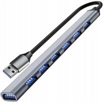 USB šakotuvas 7 jungčių, 3.2, 5Gb/s, su LED indikatoriais, Slim