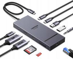 USB-C jungčių stotelė UGREEN REVODOK, 2x HDMI, DP, PD 100W, 10Gbps
