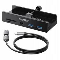USB-C šakotuvas Orico MH5PMM-10-BK-BP, 2x USB-A, SD kortelių skaitytuvas, aktyvus, su tvirtinimu
