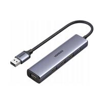 USB šakotuvas UGREEN 5 jungtys: 4x USB-A 3.0, 1x USB-C, 5Gb/s, 20 cm