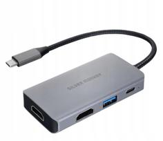 USB-C adapteris Silver Monkey, 2x HDMI 4K 60Hz, USB-A, PD 100W