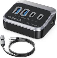 USB šakotuvas 4 jungtys, USB 3.2 Gen2, 10Gb/s, USB-A/USB-C, 1 m kabelis