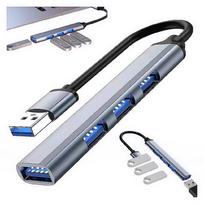 USB šakotuvas, 4 jungtys, USB 3.0/2.0, 5Gb/s, sidabrinis, skirtas nešiojamam kompiuteriui