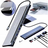 Adapteris 12in1 Bounn USB-C su HDMI 4K, DP, VGA, RJ45 1000Mbps, USB 3.0, USB 2.0, SD/TF lizdais
