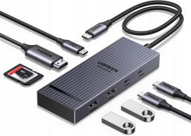USB C šakotuvas UGREEN 8in1, HDMI 4K 60Hz, USB 3.2 10Gb/s, 100W