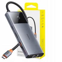 USB-C šakotuvas BASEUS 6-in-1 su HDMI 4K 60 Hz, PD 100 W, USB 3.2 10Gbps, LED, nešiojamiesiems kompiuteriams ir planšetėms