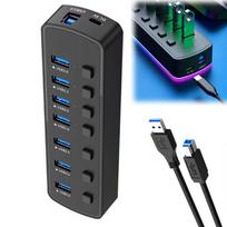 USB šakotuvas HUB 7x USB 3.0, 7-ių jungčių, USB-C, RGB LED, 5Gb/s