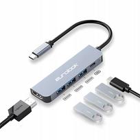 USB-C 5in1 adapteris: HDMI 4K, kelių jungčių šakotuvas, tinka nešiojamam kompiuteriui, telefonui, planšetei
