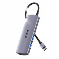 USB-C šakotuvas Unitek uHub Q4, 2x USB-A, 2x USB-C, 10Gb/s, 30 cm, pilkas