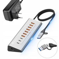 USB šakotuvas su maitinimu, 36W, 10 jungčių, USB 3.2
