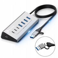 USB šakotuvas, 7 lizdai, USB 3.2, USB-C, 36W
