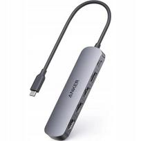 USB C hubas Anker 5-in-1, HDMI 4K, 3x USB-A, pilkas
