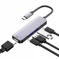 USB C šakotuvas MacBook Air/Pro M1/M2/M3, 5 jungčių, HDMI, PD dokas
