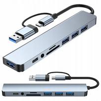 USB-C/A 8-in-1 adapteris su SD/TF kortelių skaitytuvu, USB 3.0 ir 3,5 mm garso jungtimi
