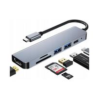 USB šakotuvas Renew Force HUB, USB-C, SD/TF kortelių skaitytuvas, 6 jungtys, nešiojamam kompiuteriui
