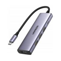 USB-C šakotuvas UGREEN Revodok, 3xUSB, USB-C, HDMI 4K 30Hz, PD 100W