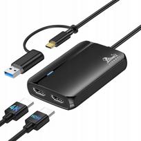 USB-C į USB-A adapteris Lionwei UC5901, 2x HDMI, 4K