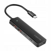 USB-C koncentratorius Logilink, 4 jungtys, 2x USB-A, 2x USB-C, 10Gb/s, itin plonas