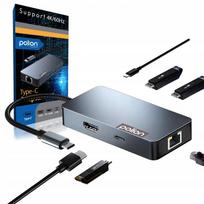 USB-C hubas 6-in-1 POLION, USB 3.2, PD 100W, HDMI 4K, LAN 1Gb