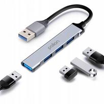 USB šakotuvas, 4 lizdai, USB-A, USB 3.0/2.0, plonas aliuminis
