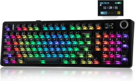 Belaidė mechaninė klaviatūra su 97 klavišais, ekranu ir RGB apšvietimu, Hot-Swap