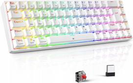 Mechaninė žaidimų klaviatūra Tecurs KB510, balta, RGB, QWERTZ, linijinė