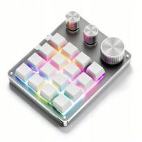 Mini programuojama klaviatūra su 16 USB mygtukų ir ratuku, balta