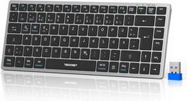 Belaidė klaviatūra TeckNet BT/2.4G, tyli, sidabrinė, QWERTZ