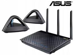 Belaidis maršrutizatorius Asus AiMesh AC1750 RT-AC66U su 2 Lyra Trio Wi-Fi stotelėmis