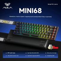 Magnetinė klaviatūra AULA MINI 68 HE, 3 veikimo režimai, juoda
