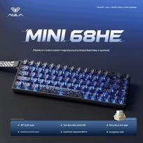 Mechaninė klaviatūra AULA MINI 68 HE su trimis veikimo režimais, taškuotas raštas