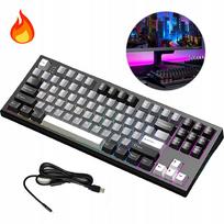 Mechaninė žaidimų klaviatūra su LED apšvietimu, belaidė, juoda