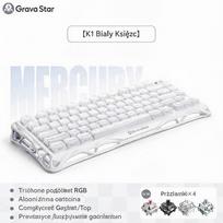Mechaninė klaviatūra Grava Star K1 75%, 3 veikimo režimai, RGB, balta