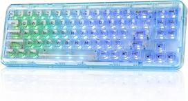 Mechaninė klaviatūra YUNZII X71, 68 %, RGB, keičiamų mygtukų, belaidė, USB-C, mėlyna