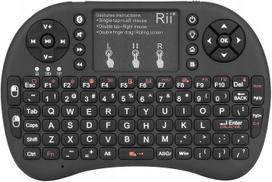 Belaidė klaviatūra Rii su apšvietimu ir jutikliniu pultu, QWERTY, skirta išmaniajam TV ir kompiuteriui