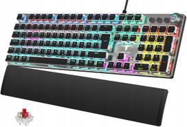 Mechaninė žaidimų klaviatūra TECURS QWERTZ su magnetiniu riešo atrama