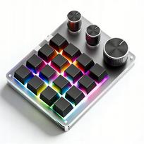 Mini programuojama klaviatūra su 16 USB mygtukų ir valdymo ratuku