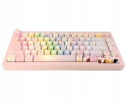 Belaidė 75% klaviatūra Pink Cat su Cream Yellow Pro V3 jungikliais, hotswap