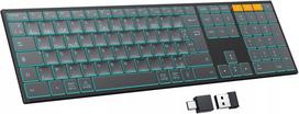 Belaidė klaviatūra OMOTON, metalinė, su apšvietimu, AZERTY