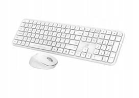 Pilno dydžio belaidė USB balta membraninė klaviatūra su pele