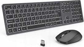 Belaidė USB klaviatūra 2.4G, tamsiai pilka, prancūziška AZERTY, su pele