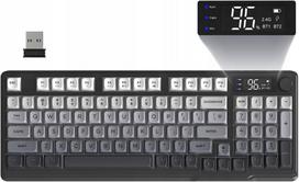 Belaidė žaidimų klaviatūra FREEWOLF M96 su RGB apšvietimu ir skaitmenine dalimi