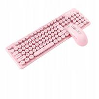 Belaidė klaviatūra ir pelė N600 2.4GHz USB, rožinė, suderinama su Windows